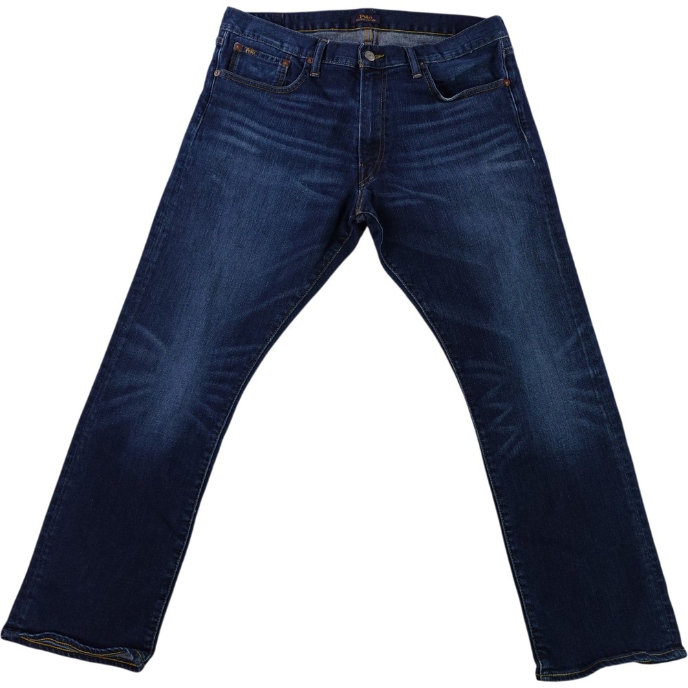 Polo Ralph Lauren Varick Slim Straight Jeans Mens 34x28 Dark Wash Blue Stretch